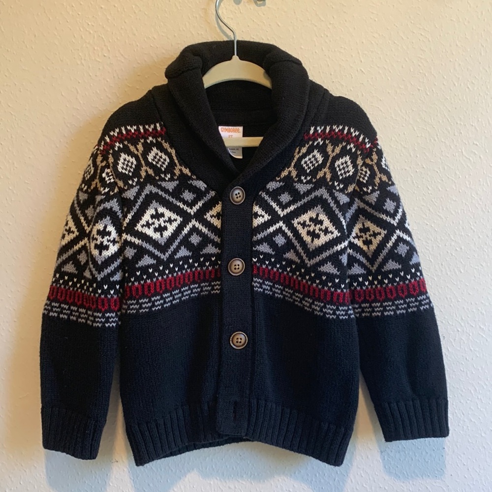 Gymboree holiday knit fair isle Shaw collar sweater 2T